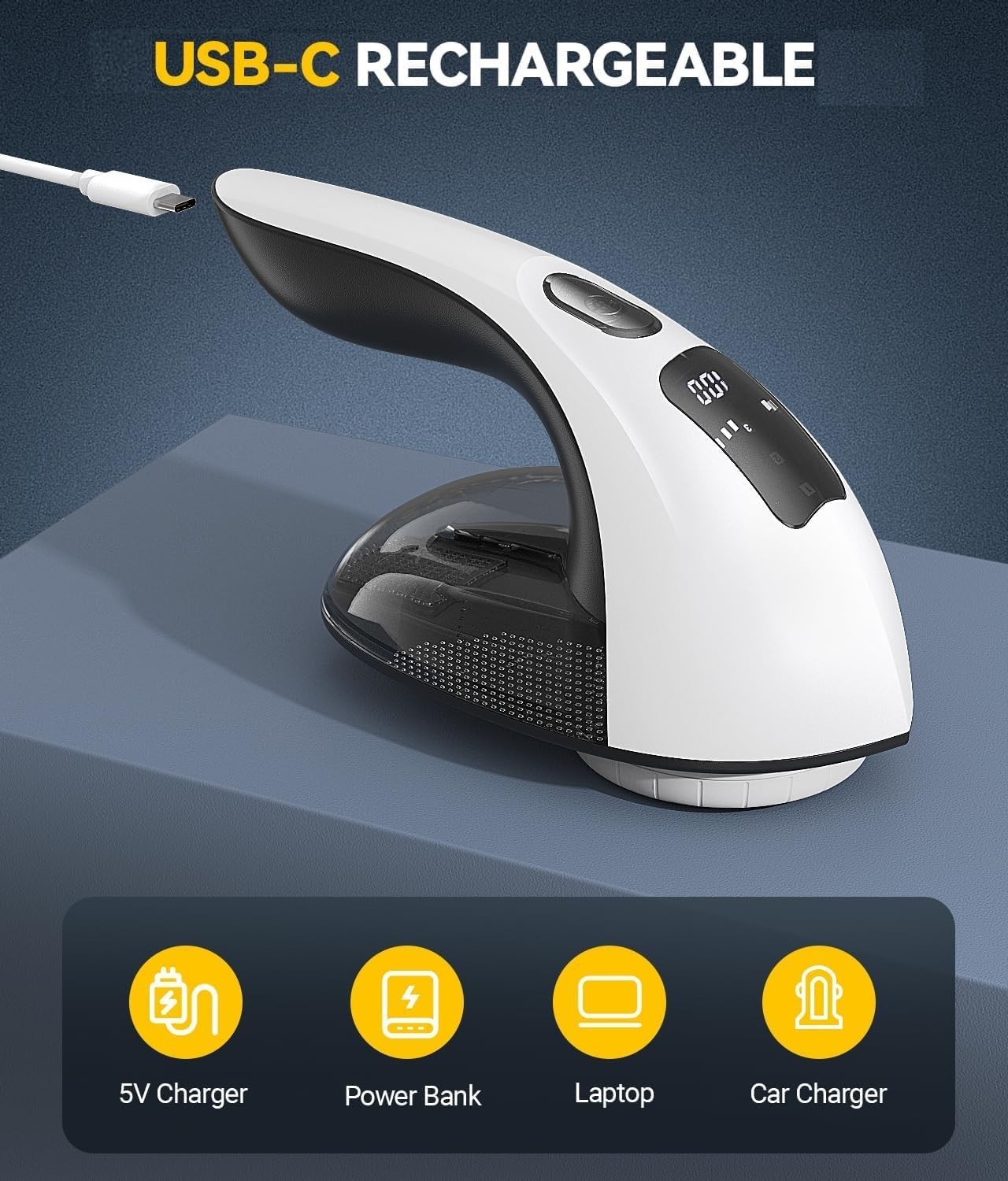 Rechargeable Fabric Shaver and Lint Remover, 3-Speed Adjustable Sweater Shaver with 6-Leaf
