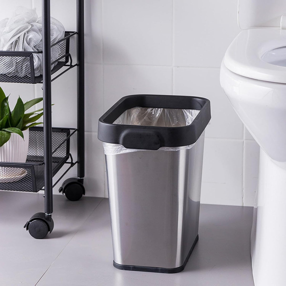 2 Pack Stainless Steel Trash Can 3 Gallon, Open Top Trash Can, 8" x 11" x 13", Rectangle Rubbish