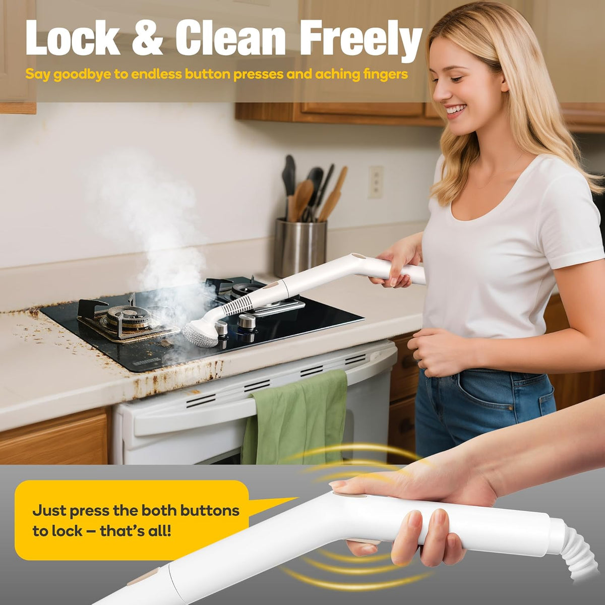 Newbealer Heavy-Duty Steam Cleaner for Home, Stainless Steel Boiler, 12-Piece Accessory Kit, Max 5