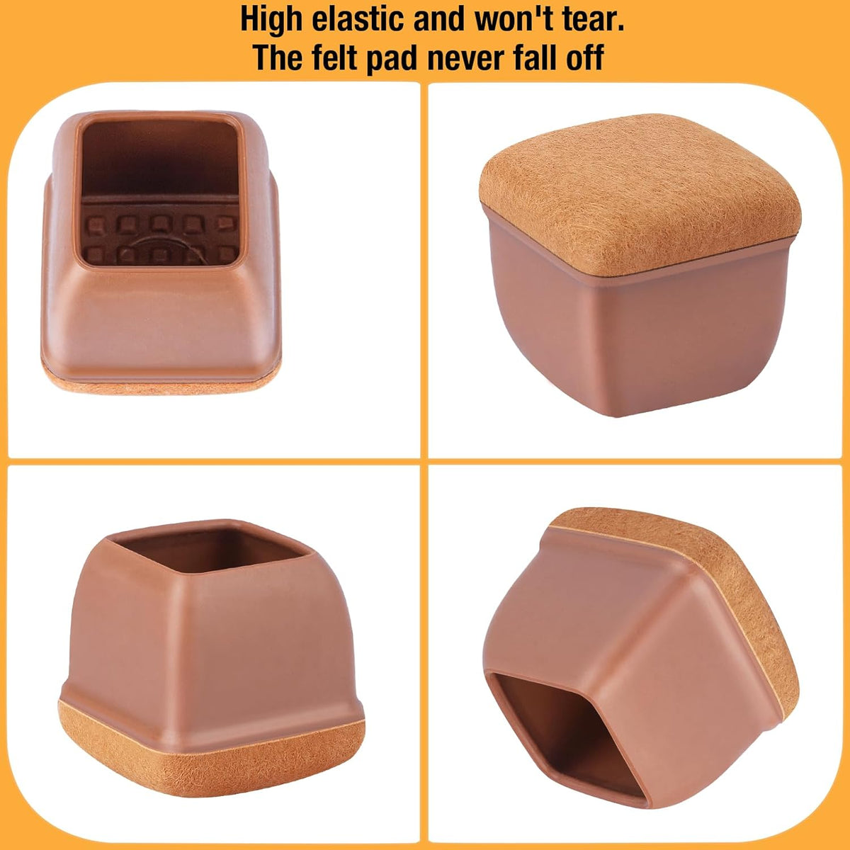 32 Pcs Chair Leg Floor Protectors Square, Silicone Chair Leg Protectors for Hardwood Floors, Chair