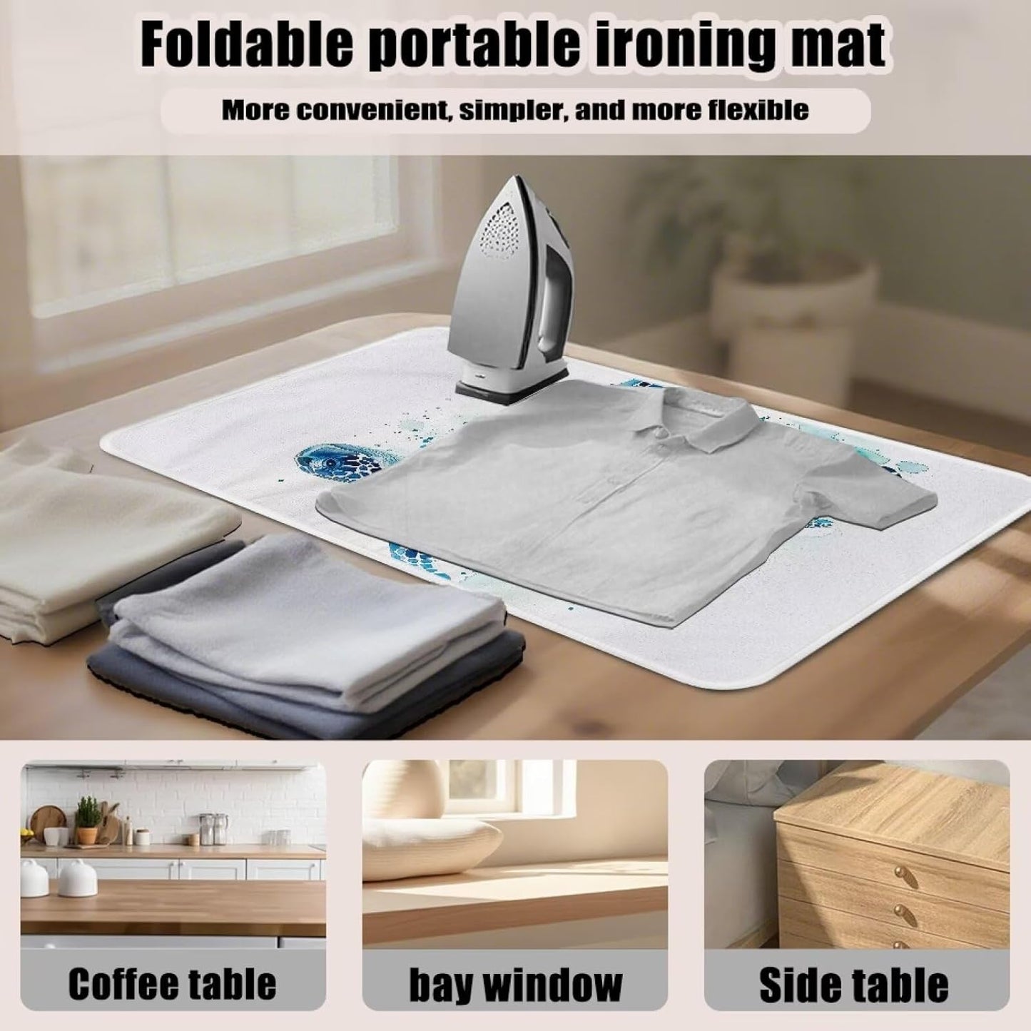 Ironing Mat Thickened Ironing Blanket Sea Turtle Portable Heat Resistant Ironing Pad for