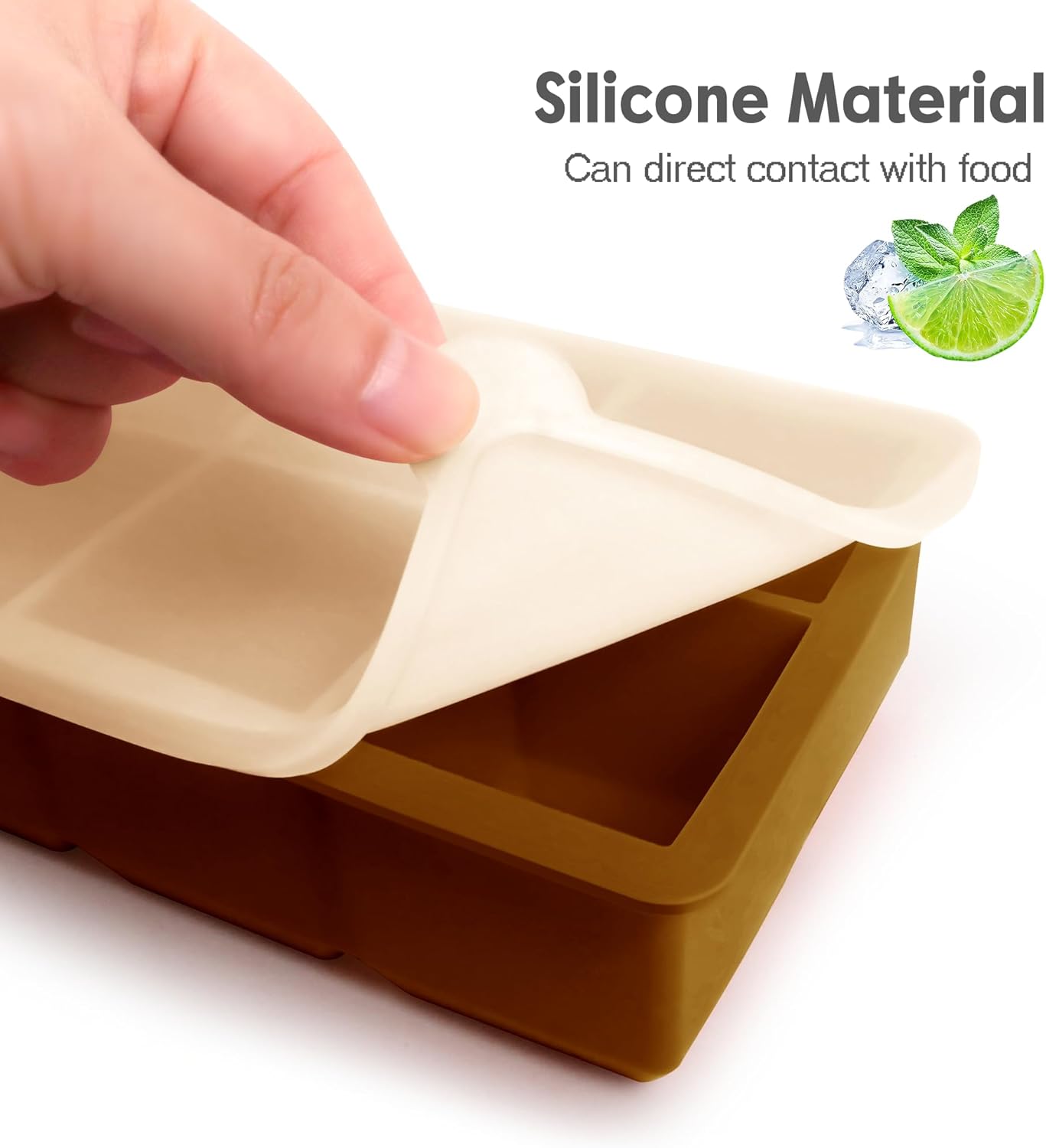 Silicone Ice Cube Trays with Lids,Large Square Ice Cube Molds for Freezer, Whiskey, Cocktail