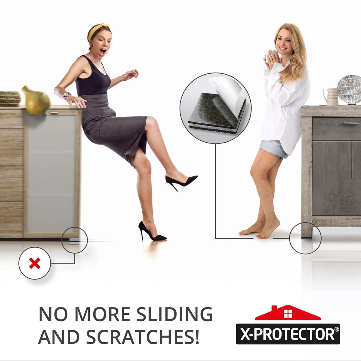 Non Slip Furniture Pads X-PROTECTOR - 16 pcs 2" - Premium Furniture Grippers! Rubber Feet Hardwood