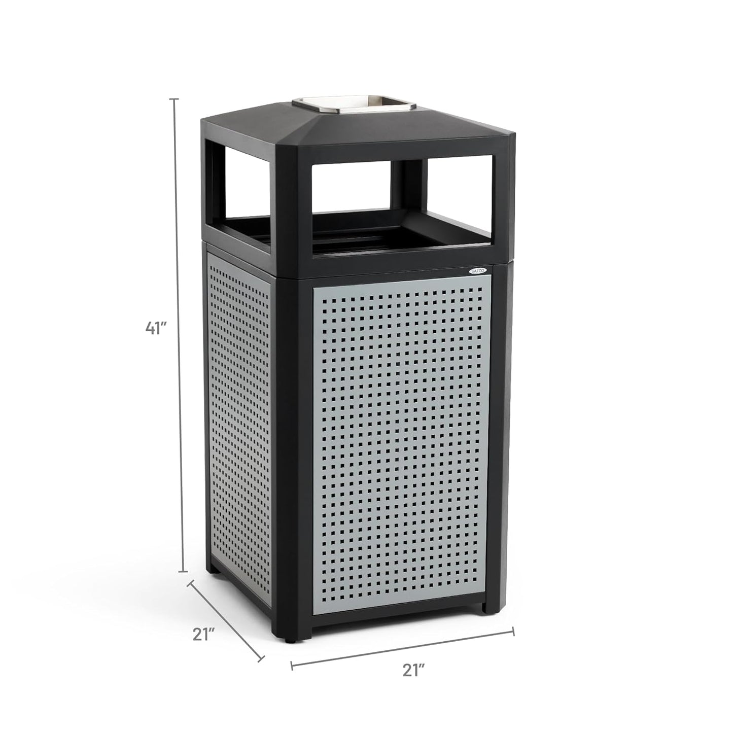 Safco Evos Steel Trash Can, 38 Gallons, Indoor and Outdoor Use, Commercial Garbage Can with Plastic