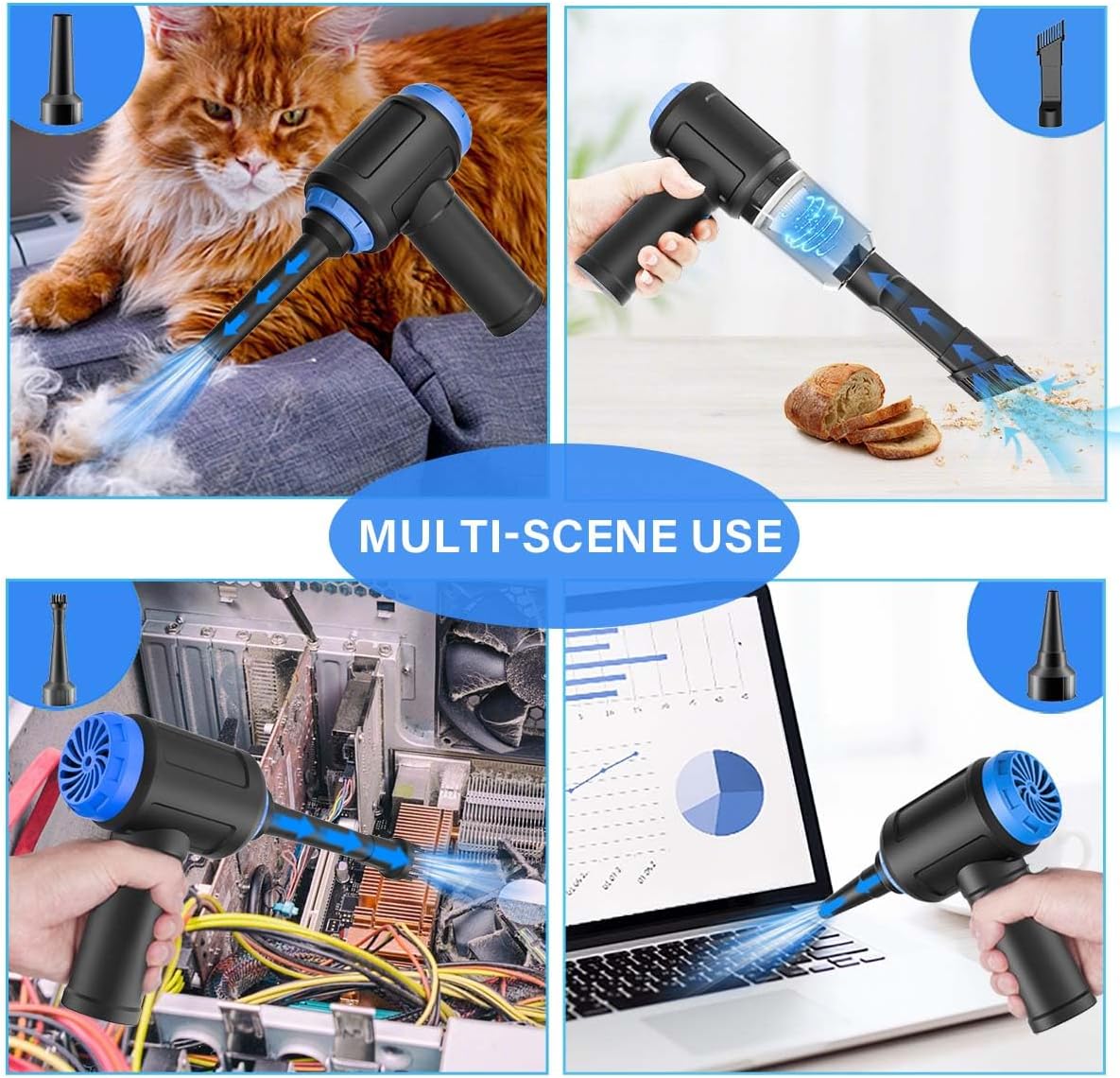 Air Duster - Computer Vacuum Cleaner - for Keyboard Cleaning - Cordless Canned Air - 110000RPM