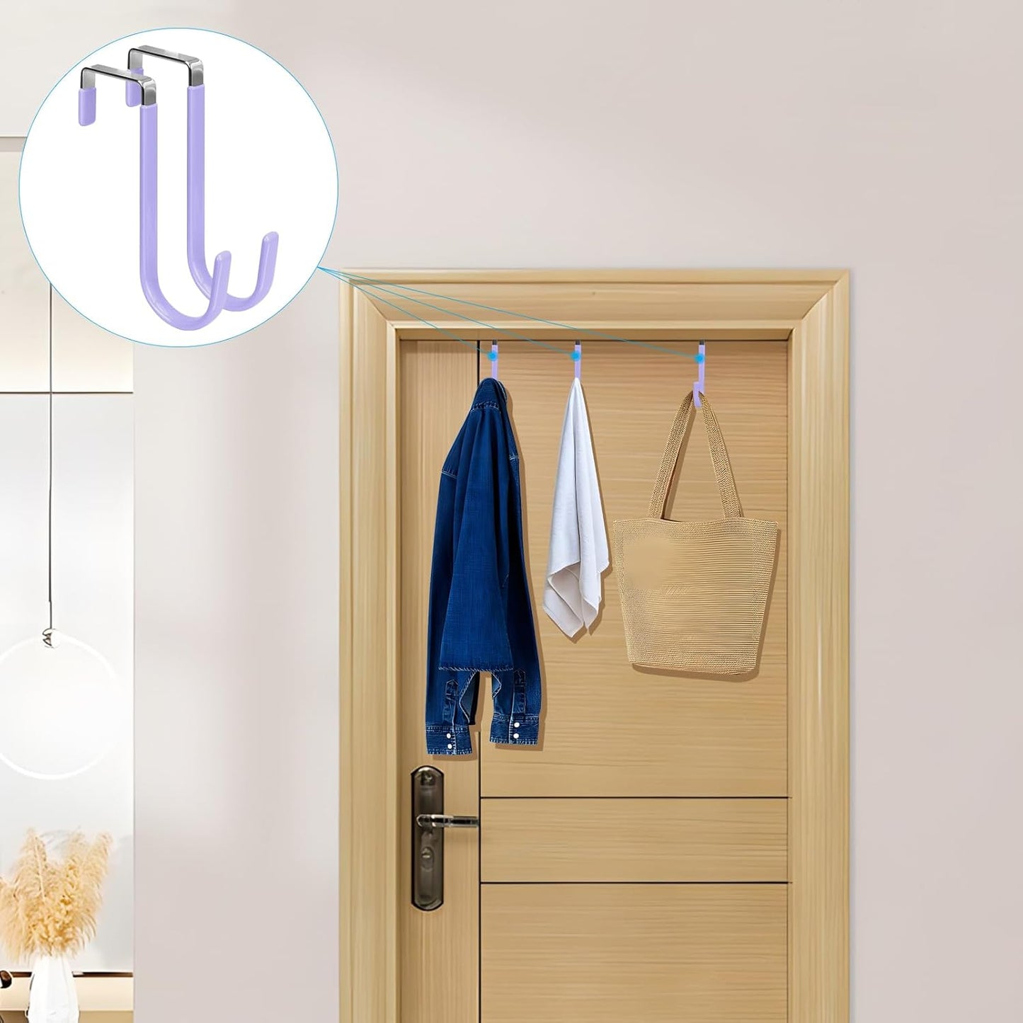 FYY Over The Door Hooks, 4 Pack Door Hangers Hooks with Rubber Prevent Scratches Heavy Duty