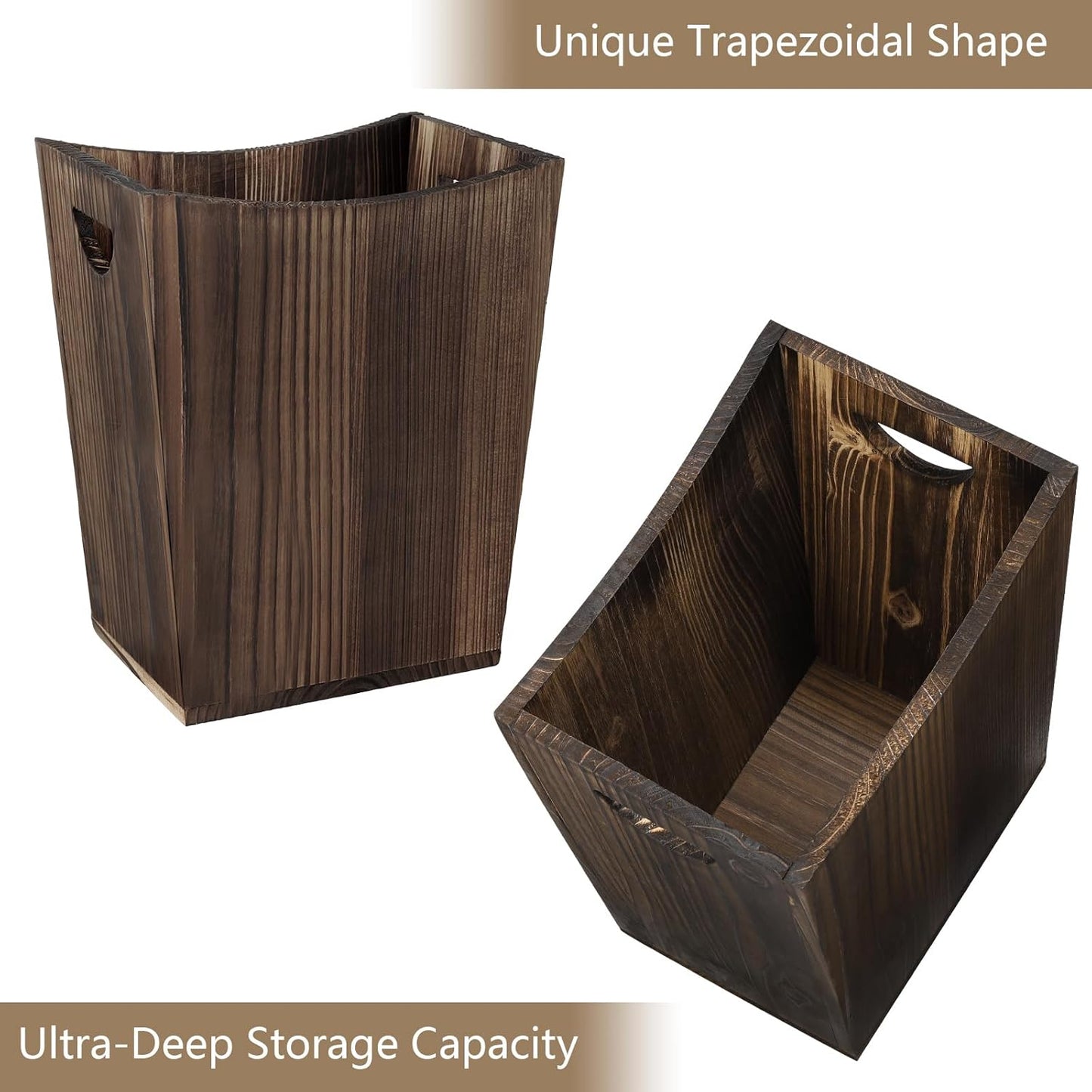 SEHERTIWY Wood Trash Can, Farmhouse Wastebasket Bin for Bathroom, Office, Bedroom, Living Room