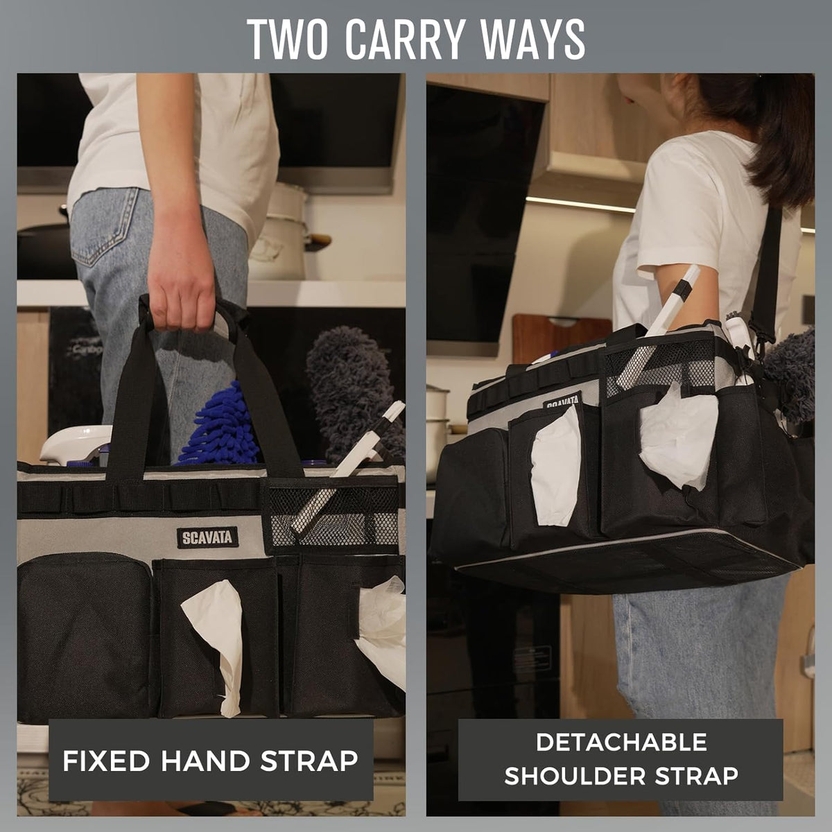 Wearable Cleaning Caddy Bag, Cleaning Caddy Supplies Organizer with Handle & Shoulder Straps for