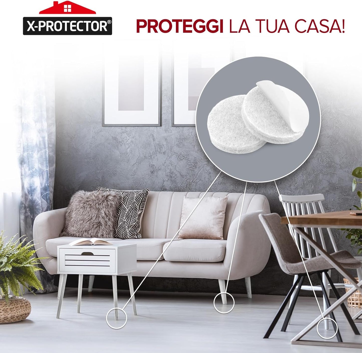Felt Furniture Pads X-PROTECTOR - 48 Premium Felt Pads Floor Protector - Chair Felts Pads for
