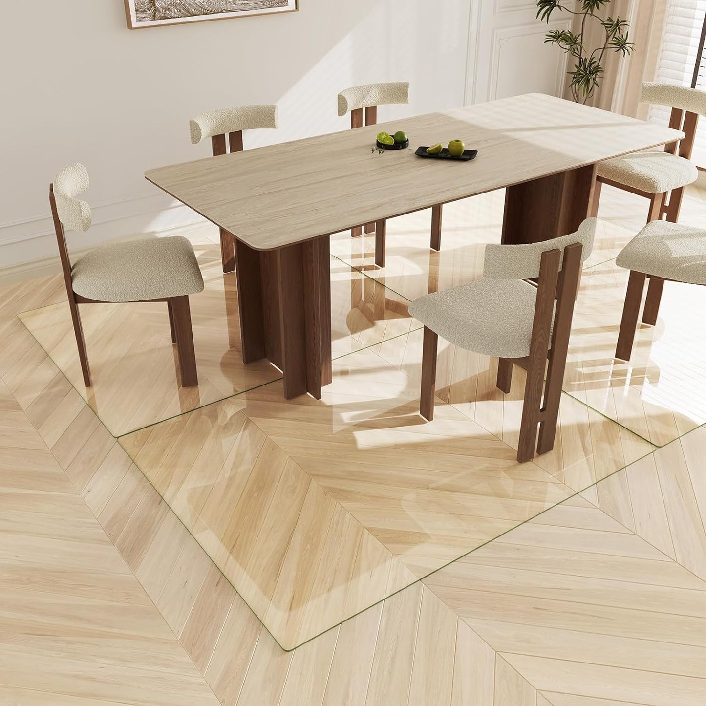 Koonmi Tempered Glass Chair Mat 44"x58" - Premium Office Chair Mat for Hardwood Floors & Low-Pile