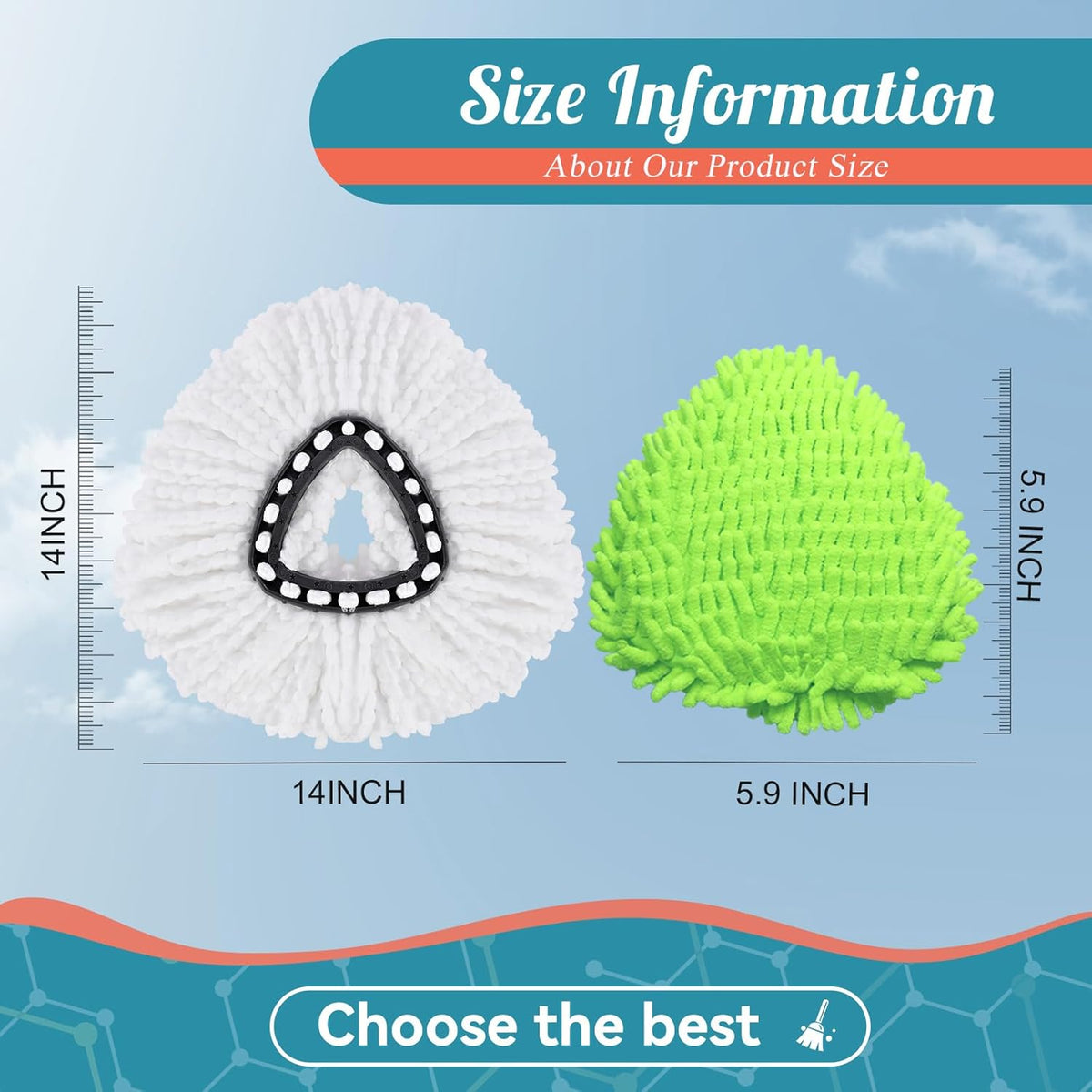 3 Pack Mop Replacment Heads for O-Ceda Mop Replace Head Spin Mop Heads Replacements, Microfiber