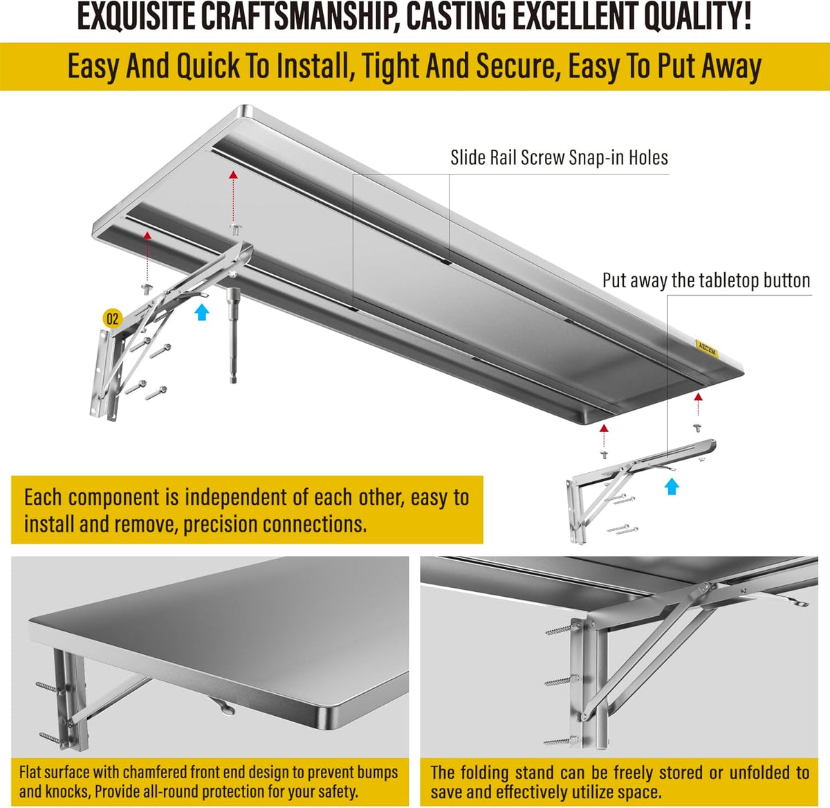 1.3x4ft Adjustable Rail Type Folding Storage Rack Shelf, Suitable for Garage, Storage Room