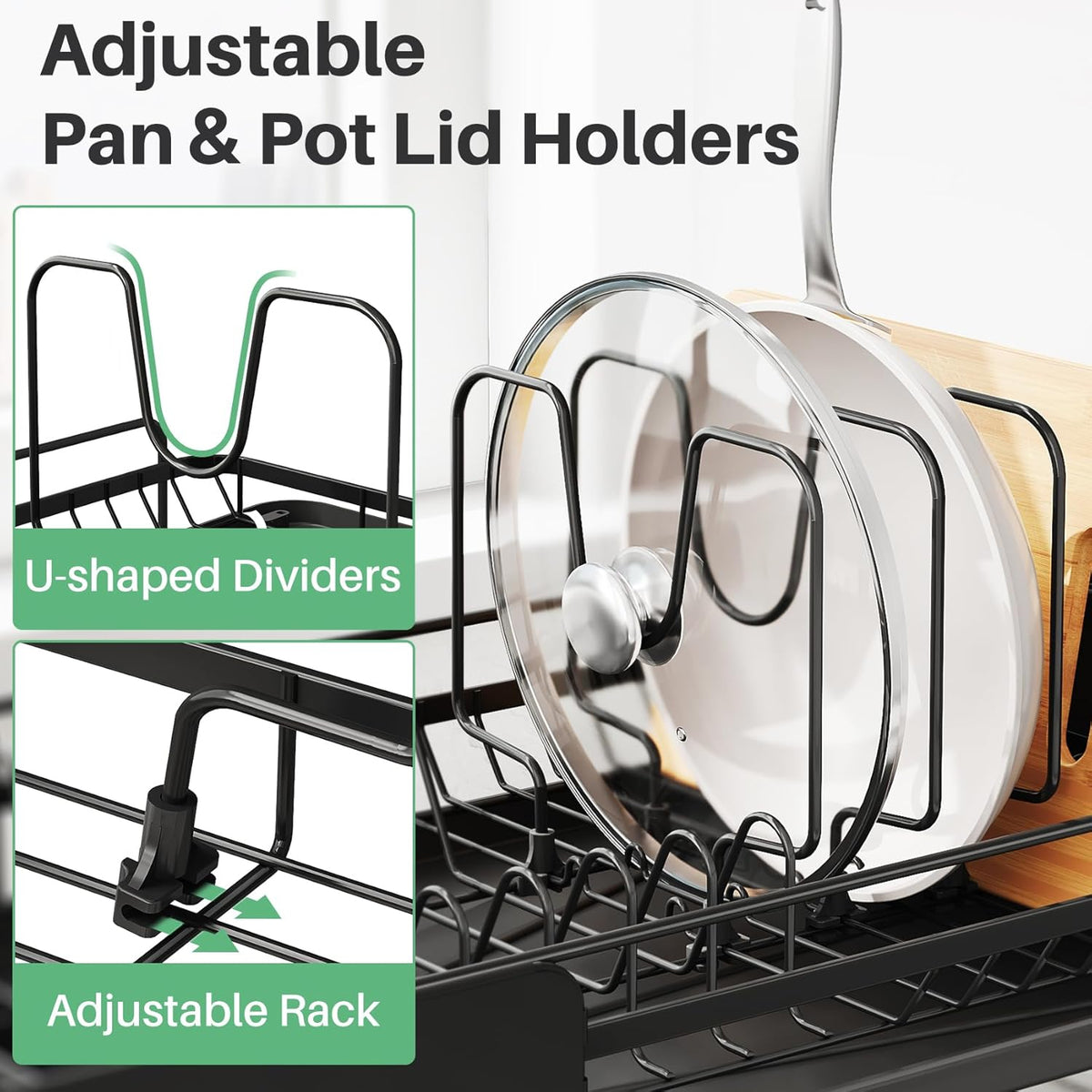 Large Dish Drying Rack - Expandable (19.3" to 29.4") Dish Rack for Kitchen Counter, Stainless Steel