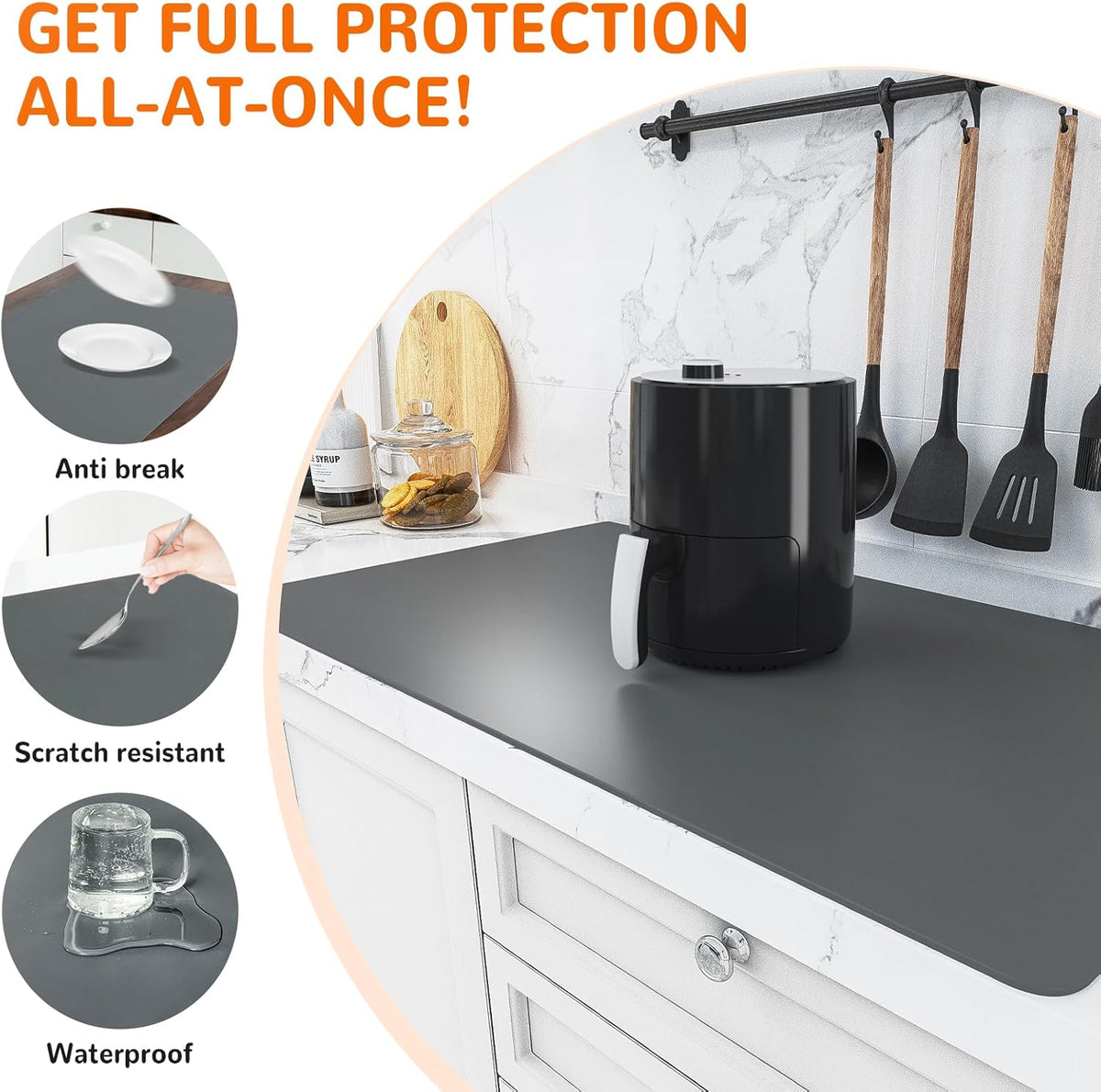 Warome Silicone Mat, 47"x 23" Silicone Mats for Kitchen Counter, Nonslip Heat Resistant Mat, Extra
