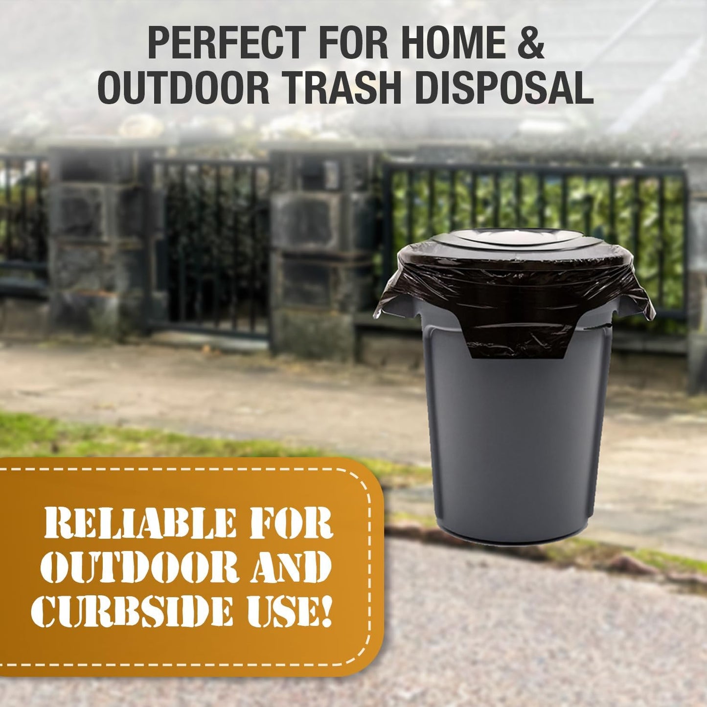 95-96 Gallon Extra-Large Black Garbage Can Liners, Heavy-Duty Trash Bags, 50 Bags, 1.5 Mil Thick