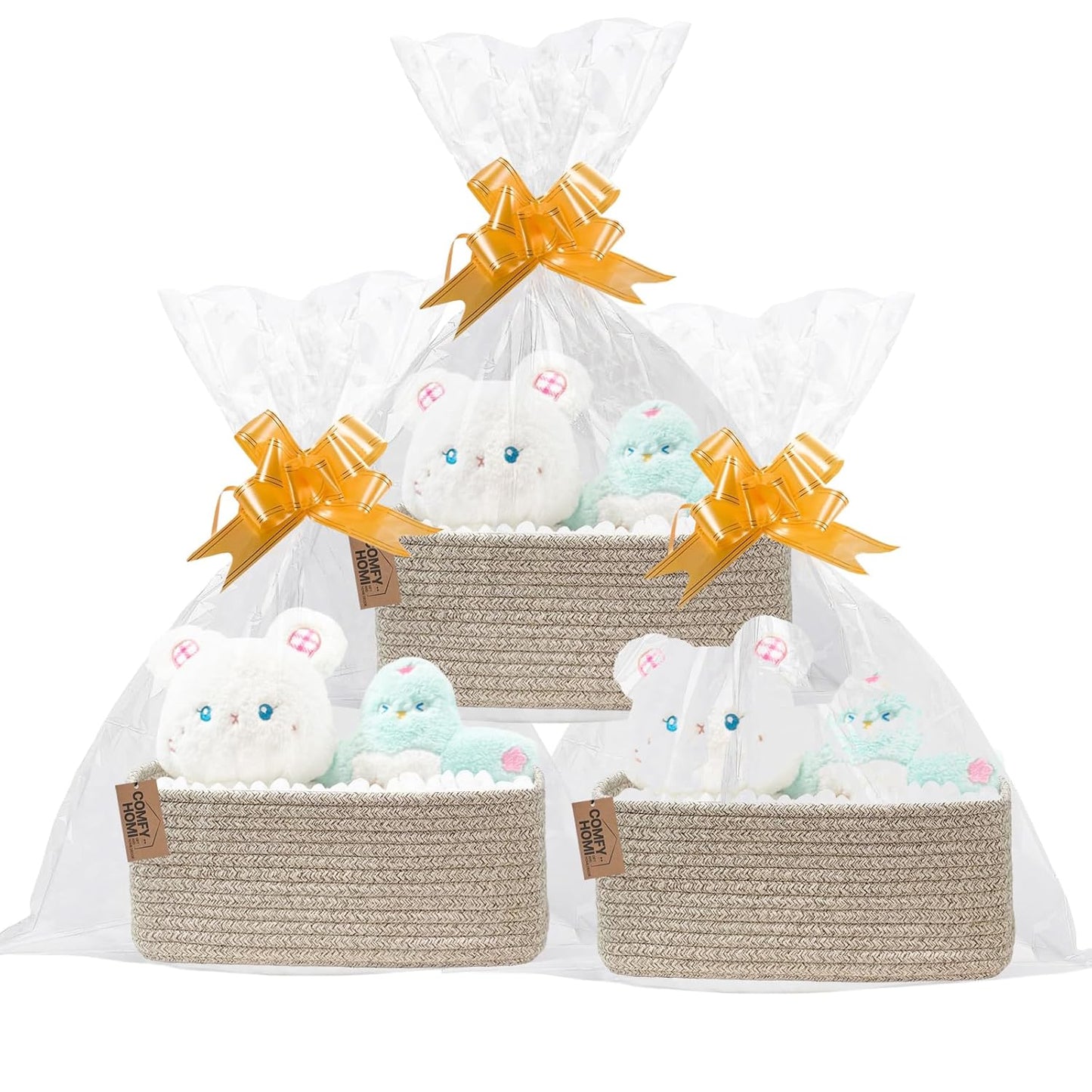 COMFY-HOMI 11.5"x7.5"x4.7" Storage Baskets for Organizing | Cotton Rope Woven Basket | Toy Storage