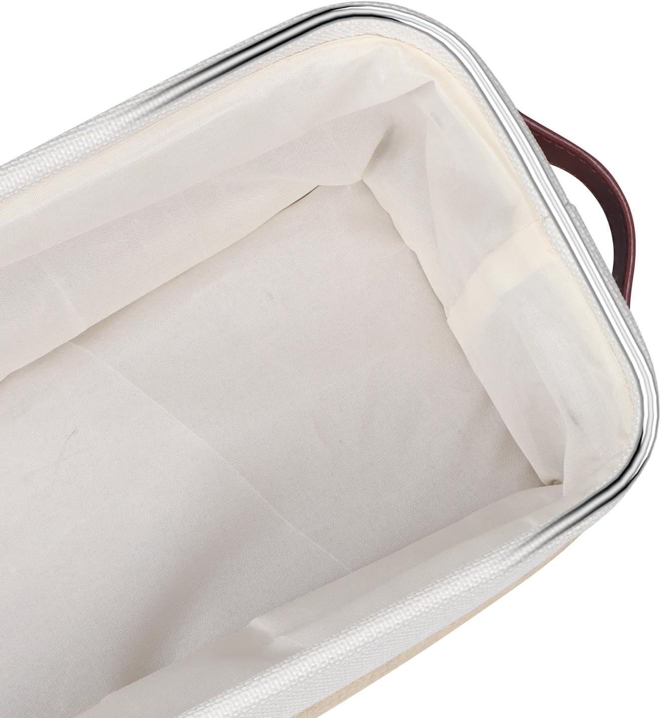 Univivi 4PC Long Narrow Storage Baskets, Small Fabric Storage Bins with PU Handles for