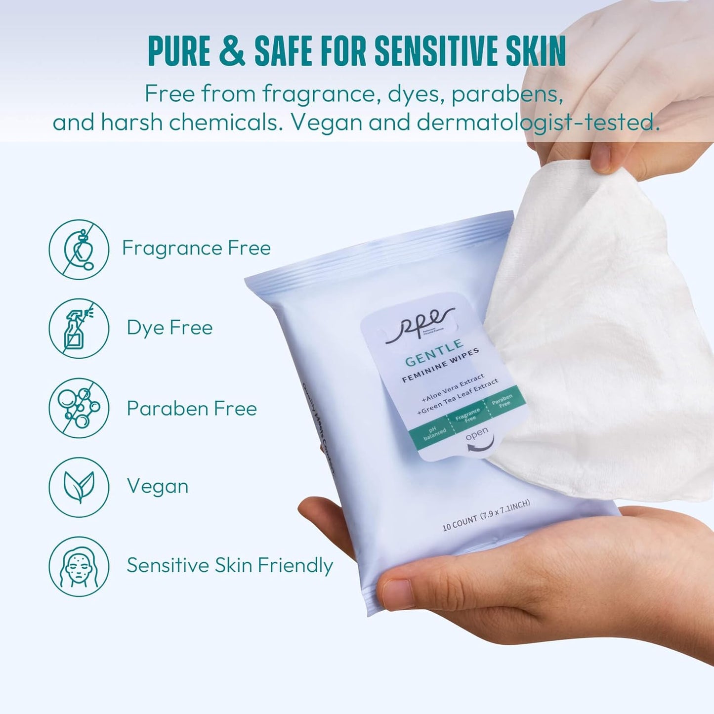 Large Feminine Wipes for Women, pH Balanced Soft Gentle Soothing Unscented Flushable Personal