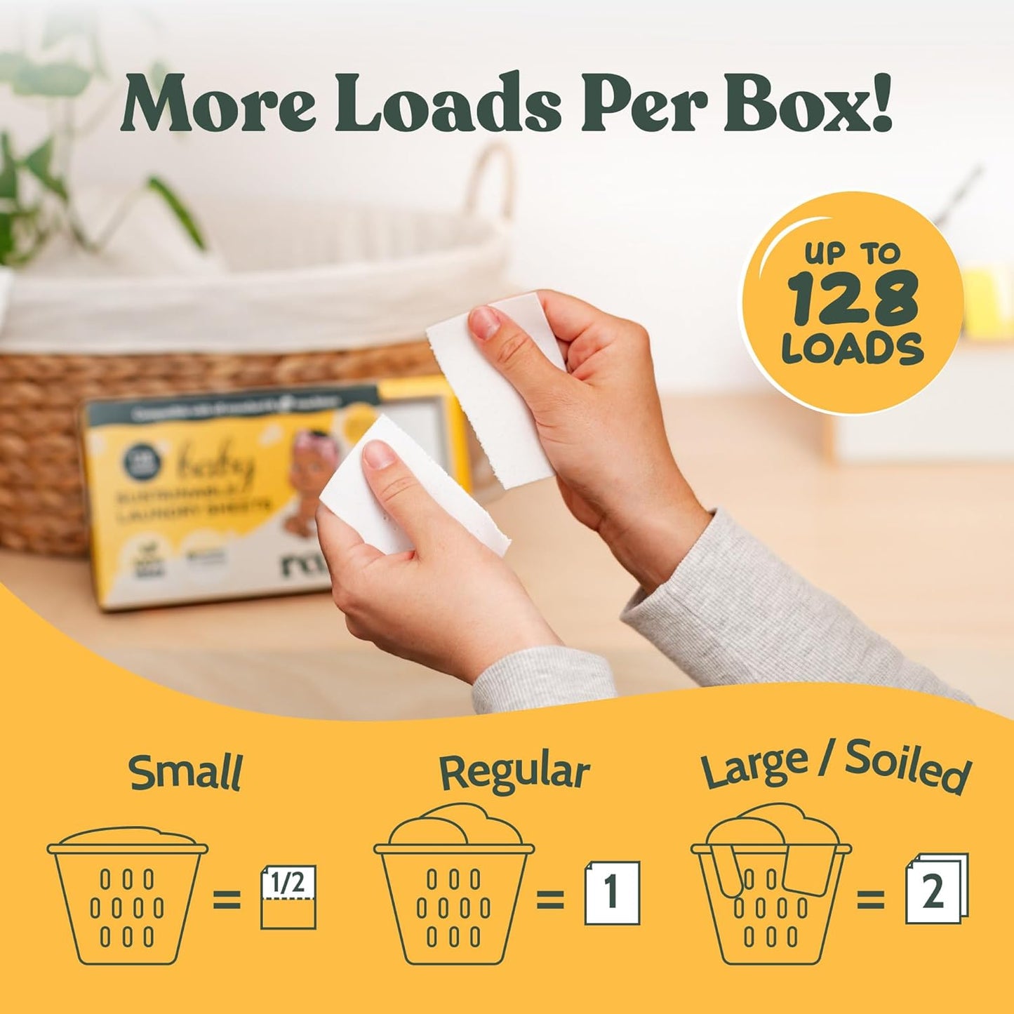 Roobi Baby Laundry Detergent Sheets. Specially Formulated for Sensitive Skin. Newborns, Infants &