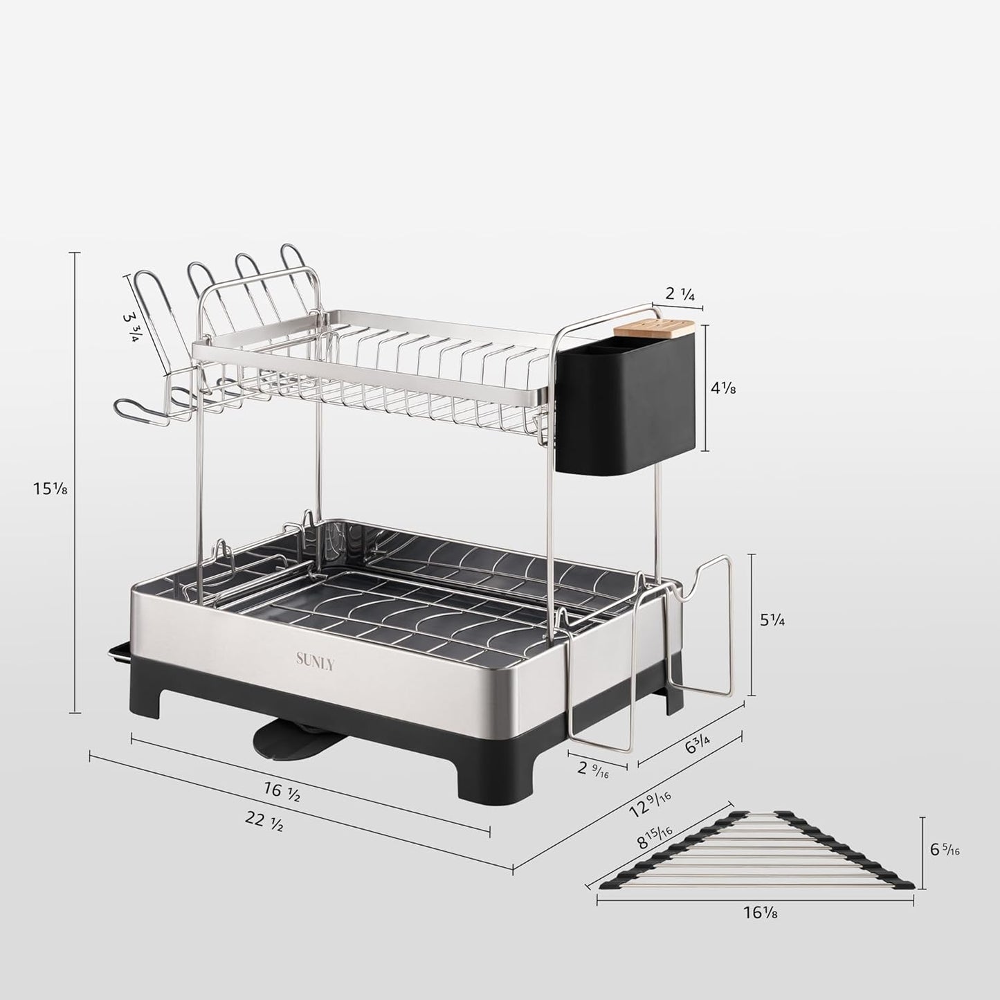 SUNLY 2 Tier Dish Drying Rack, Extra Large Dish Rack, Multifunctional Large Dish Drainers for