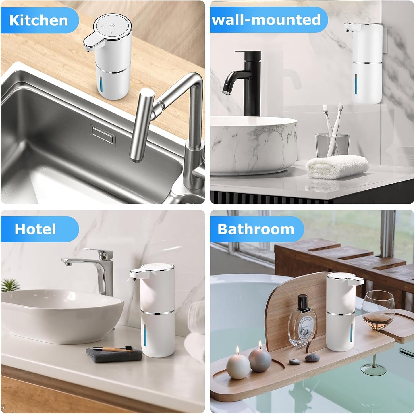 2 Pack Automatic Soap Dispenser,Automatic Liquid Soap Dispenser Touchless,12.8oz/380ml USB