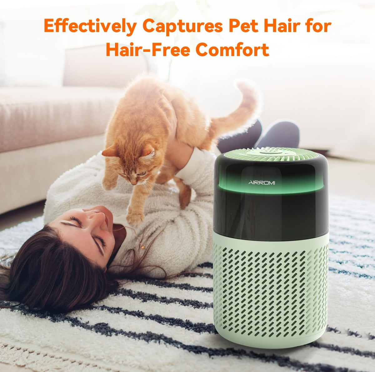 AIRROMI Air Purifier for Bedroom Home,HEPA Filter,Covers Upto 549 Ft²,Quiet 360°intake Air Cleaner