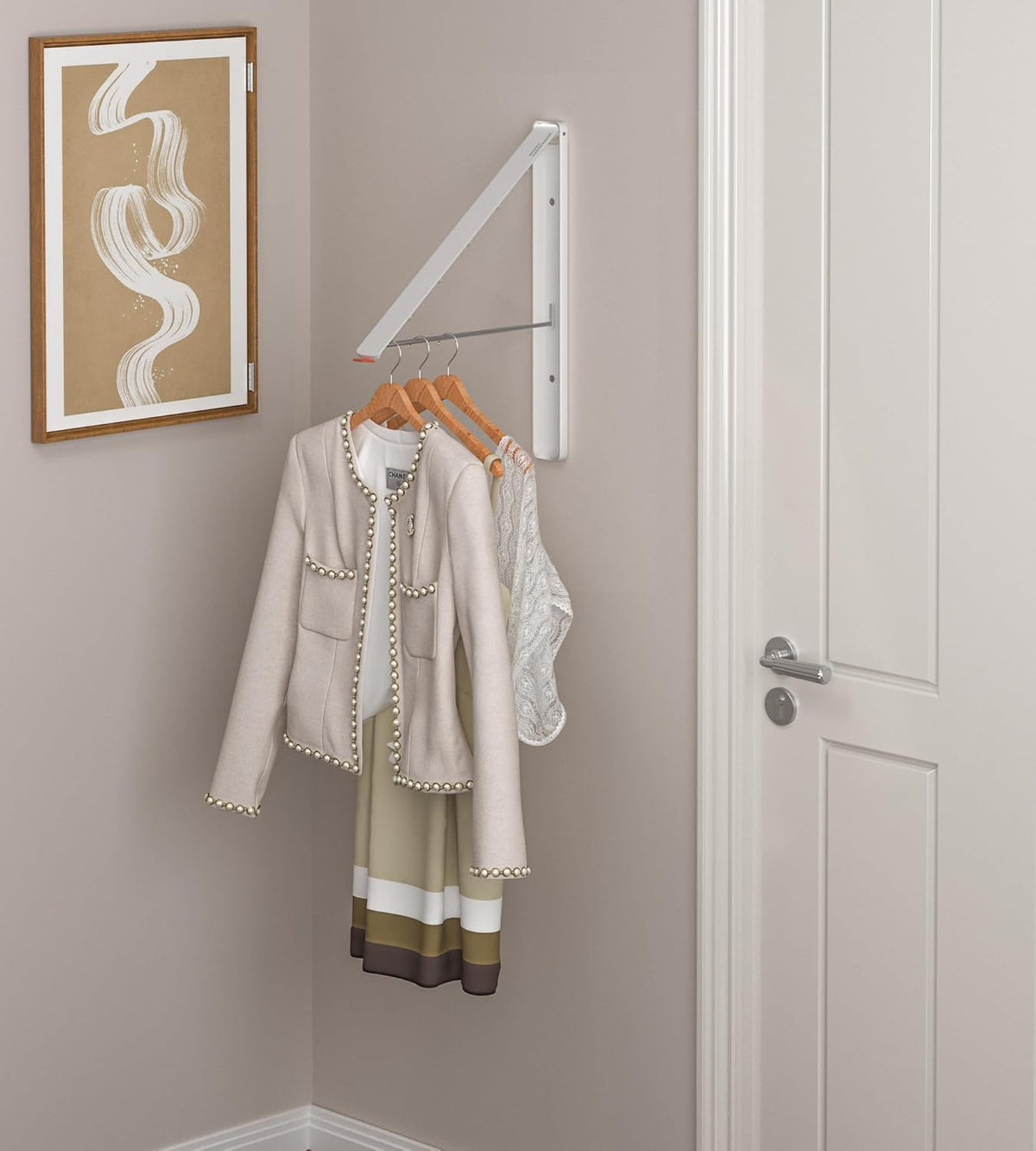 Dr.DJ Clothes Drying Rack Wall Mounted, Retractable & Foldable Clothes Hanger for Laundry Room