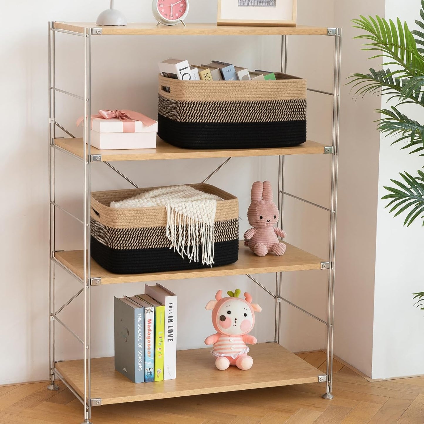 Large Storage Basket for Organizing, Woven Rope Basket for Shelves, Closet Organizer Bins for