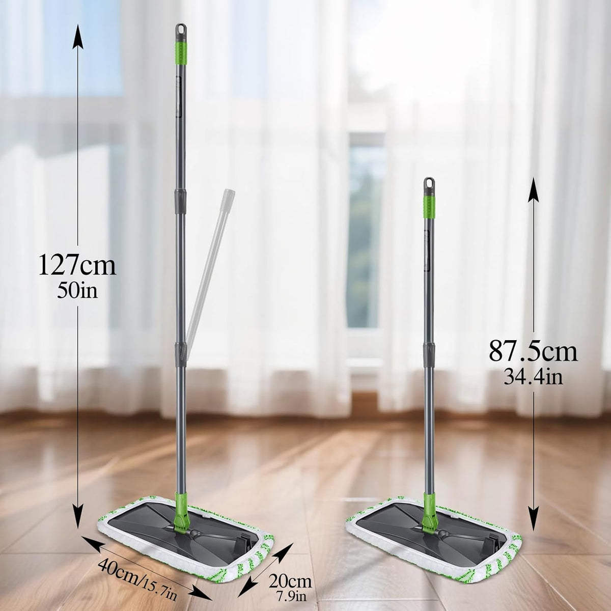 MASTERTOP Dust Mop for Hardwood Floors, Extra Large Microfiber Flat Mop with 5 Wet & Dry Reusable