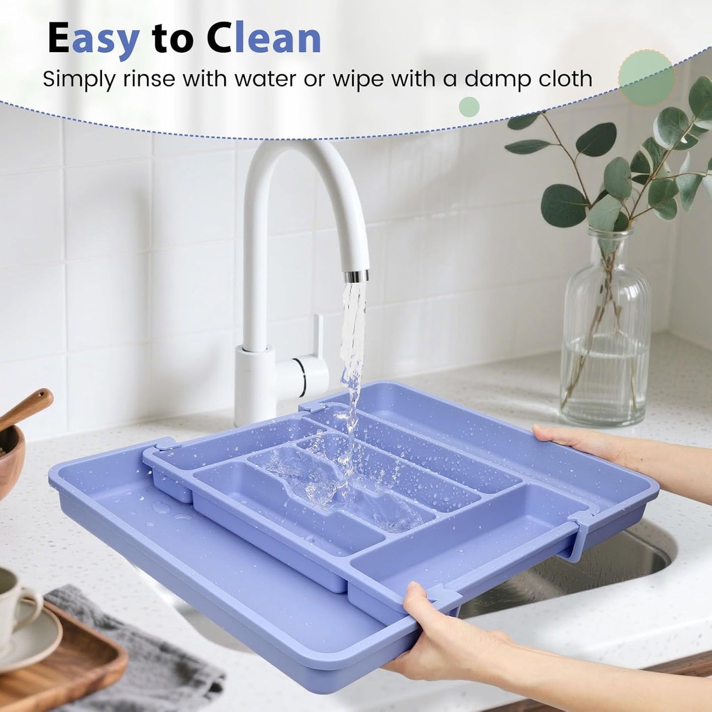 Caperci Large Silverware Organizer for Kitchen Drawer & Utensils - Expandable Drawer Organizer for