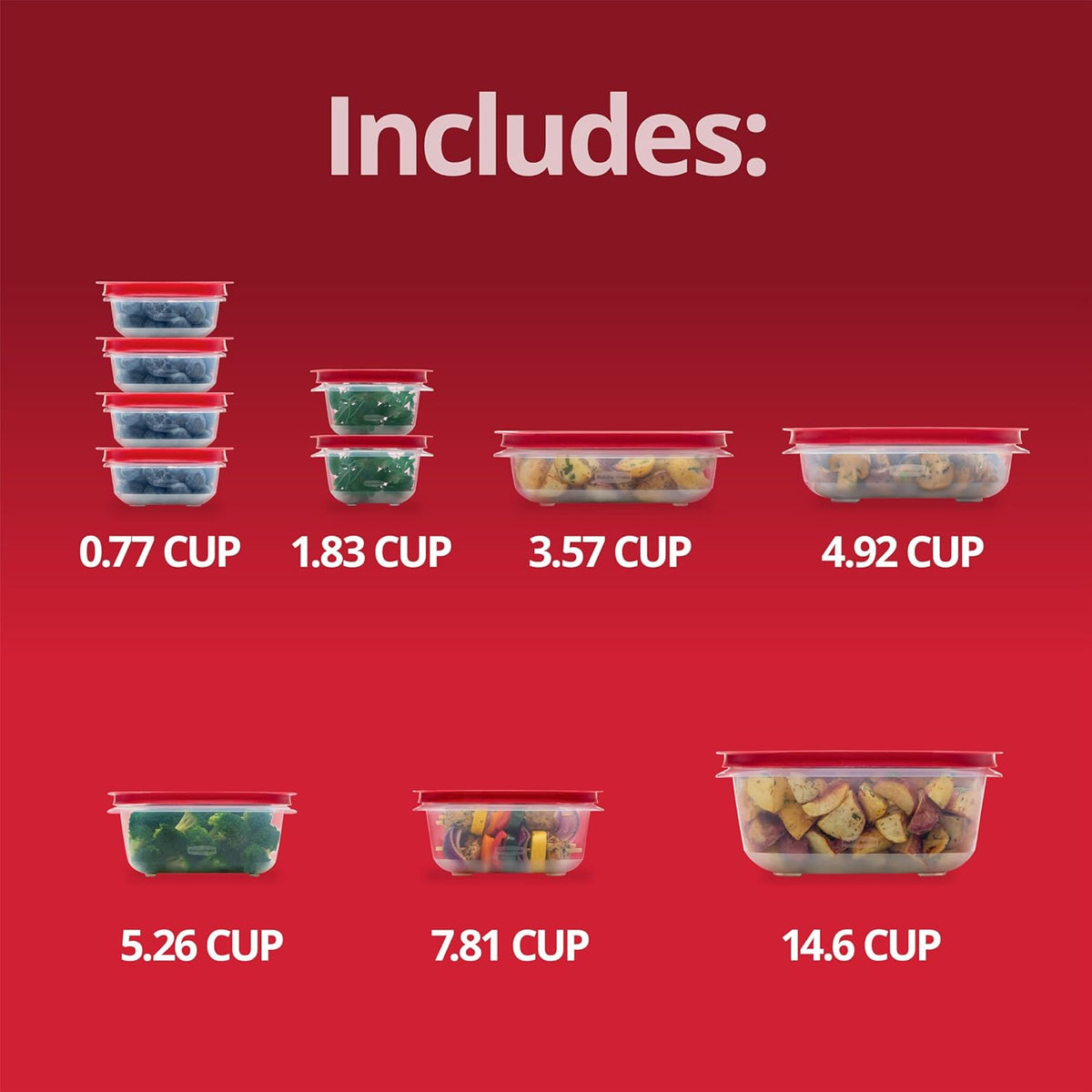 Rubbermaid EasyStore Rectangle and Square Containers, 22-Piece Set, Food Storage Containers, Food