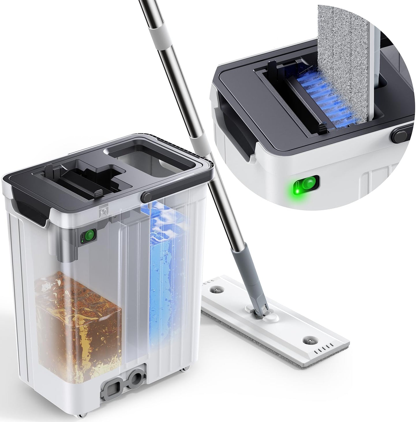 ADICOM Mop and Bucket Set | Auto-Spray Cleaning | Dirty Water Separation
