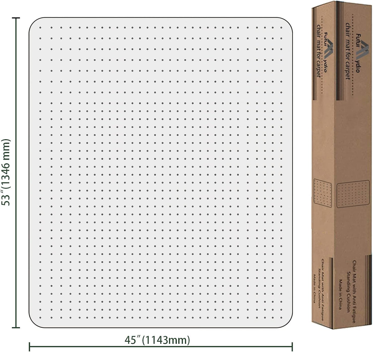 FuturHydro Desk Chair Mat for Flat to Low Pile Carpets, 45" x 53" Clear Office Home Floor Protector