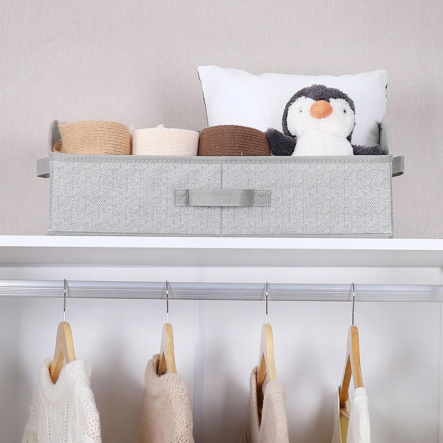 WUIKE Closet Organizers and Storage, Trapezoid Storage Bins, Fabric Closet Bins with Handles