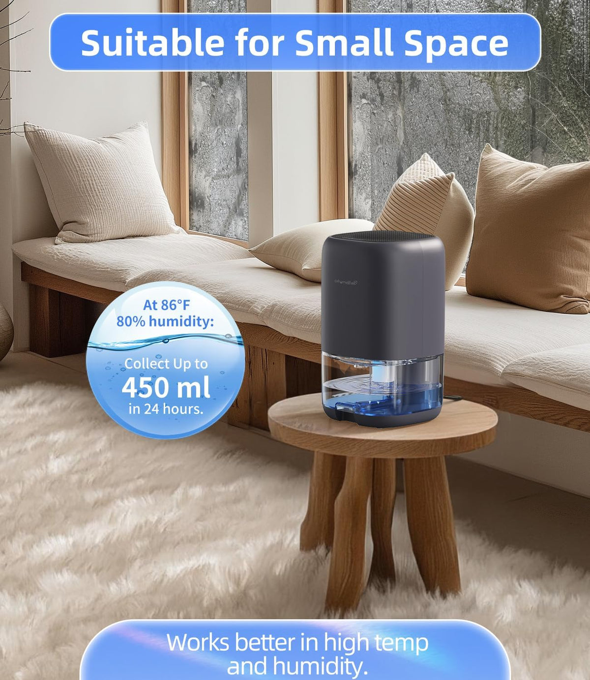 TABYIK Small Dehumidifier for Bedroom, Bathroom, Portable Dehumidifiers for Home, Room, RV, Closet