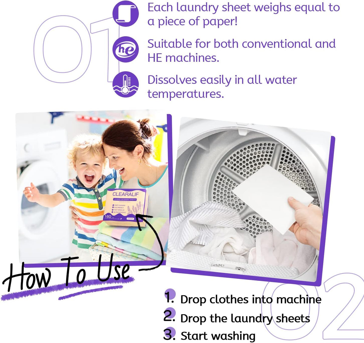 CLEARALIF Laundry Detergent Sheets, Lavender,Up to 480 Loads - Great For Travel,Apartments