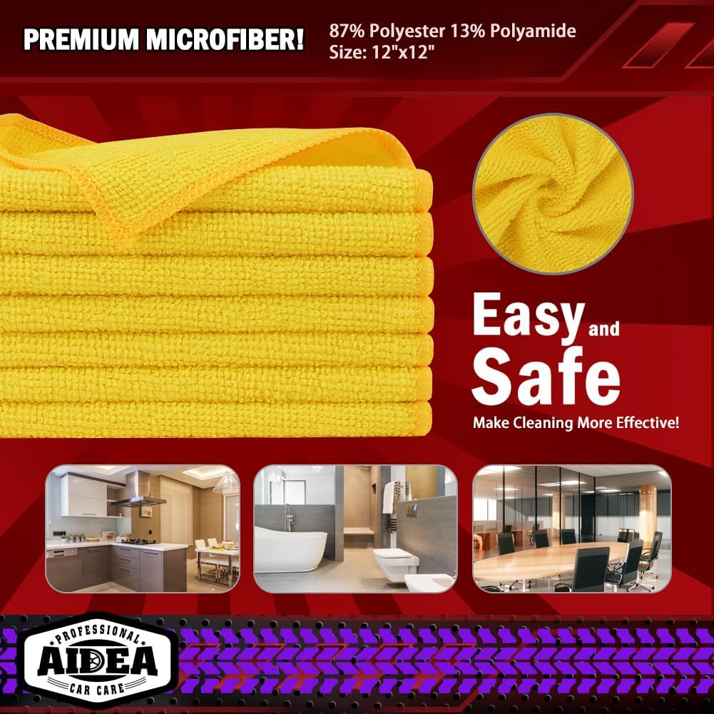 AIDEA Microfiber Cleaning Cloth, 10PK, Microfiber Towels for Cars, Premium All Purpose Car Cloths