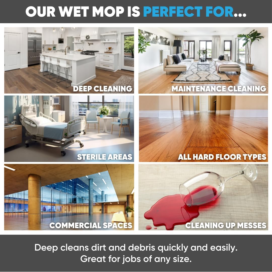 Bulk 18" Microfiber Wet Mop Pads Wholesale - Case Quantity (108 Count) | Use with Any Fastener