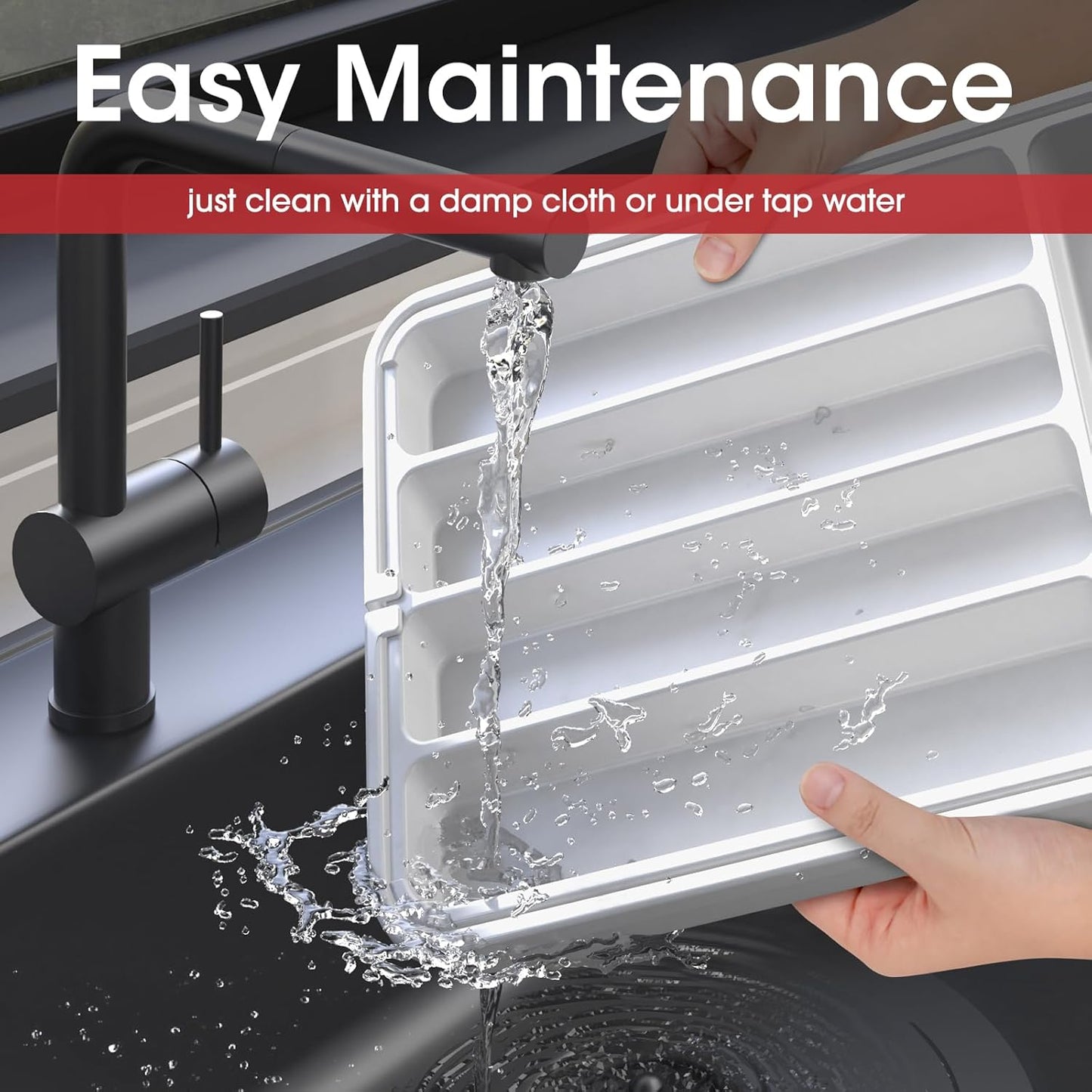 Aujen Silverware Organizer - Expandable Kitchen Drawer Organizer, Adjustable Utensil Organizer