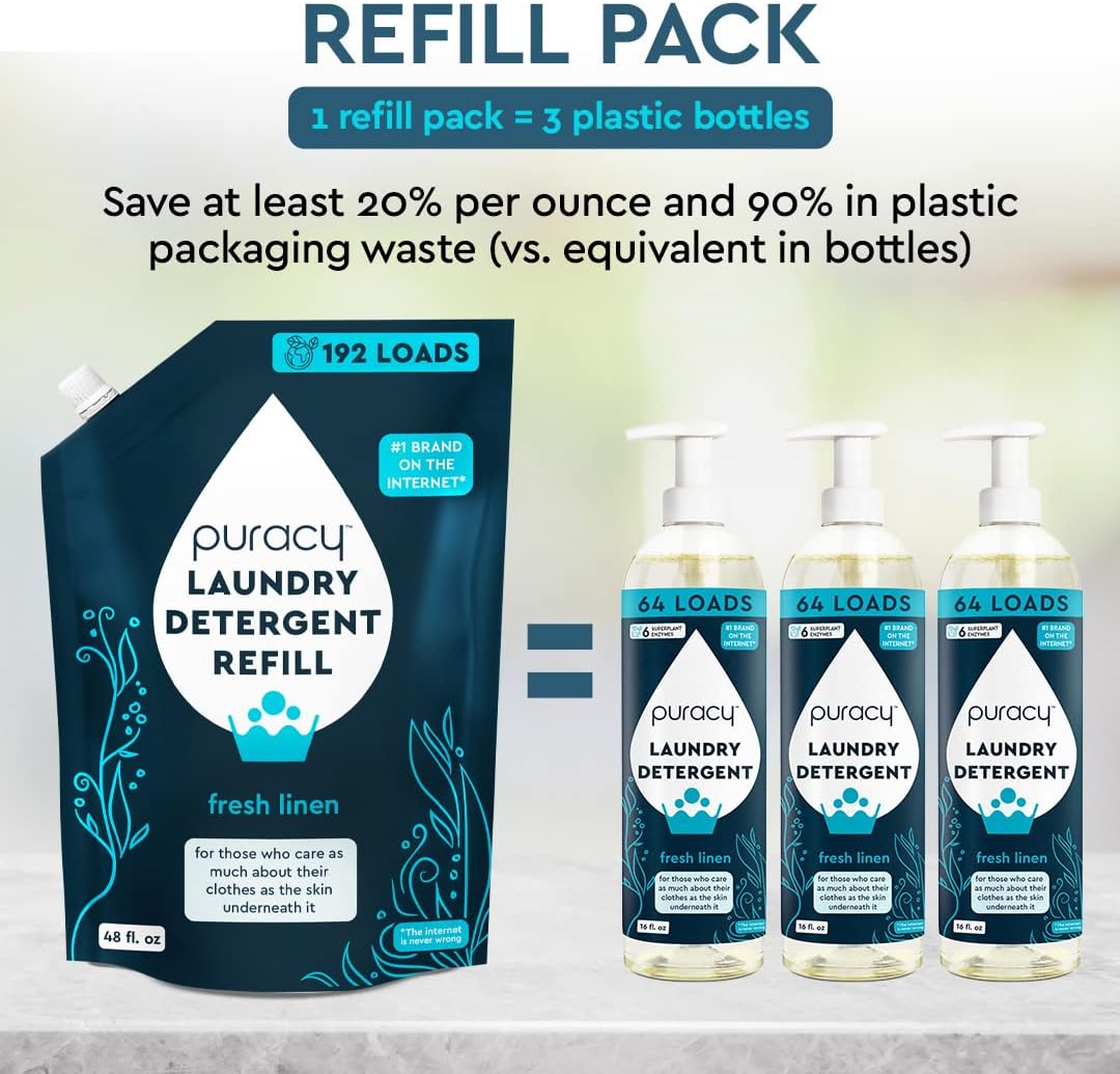 Puracy Laundry Detergent - Enzyme-Powered Liquid Laundry Detergent Concentrate, Natural Laundry