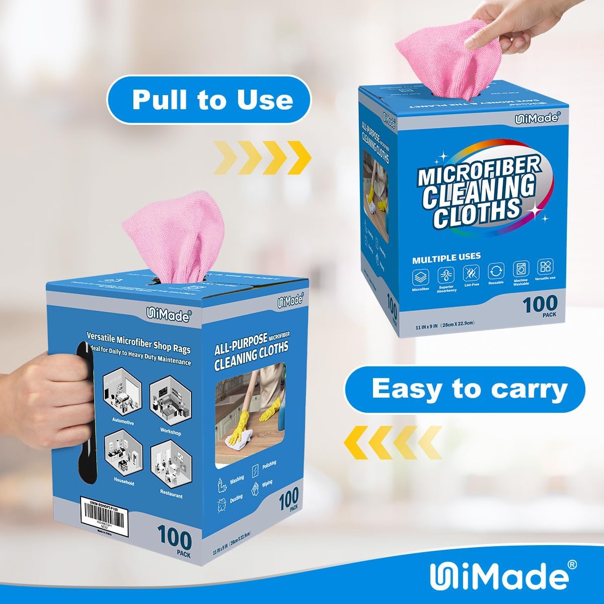 Microfiber Cleaning Cloth, 100 Sheets Microfiber Towels for Cars Commercial Grade Shop Towel