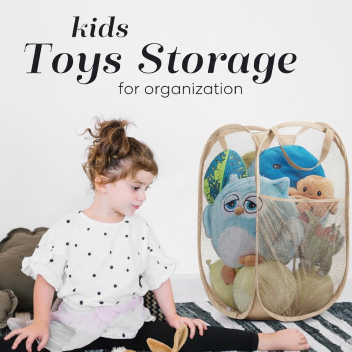 Handy Laundry Collapsible Mesh Pop Up Hamper with Wide Opening and Side Pocket - Breathable