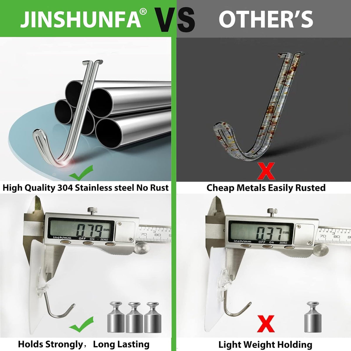 JINSHUNFA Adhesive Wall Hooks for Hanging Heavy Duty Towel Coat Hooks Waterproof Transparent Hook