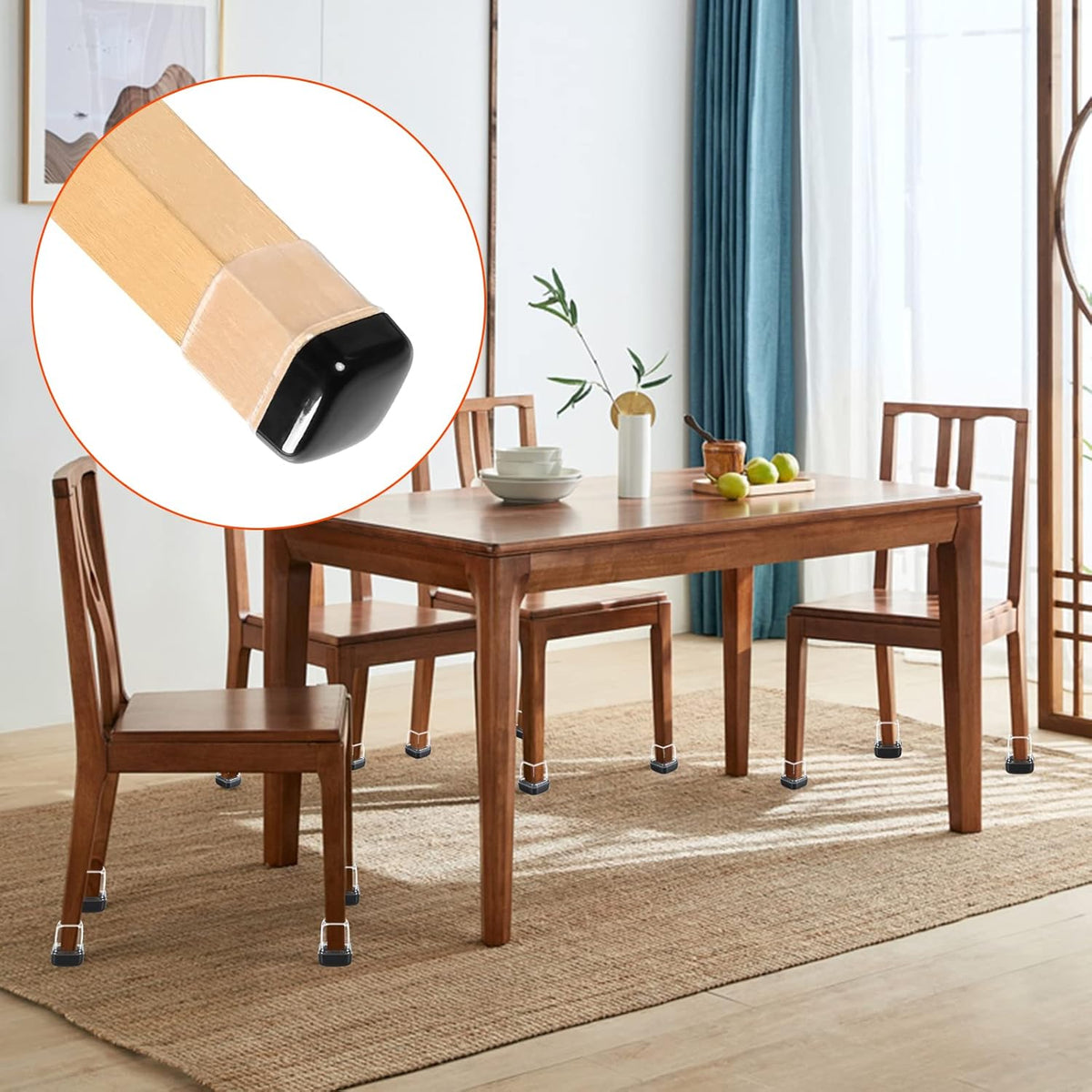Ezprotekt 24 Pcs Clear Chair Leg Sliders for Carpet, Square Teflon Furniture Glides Protectors