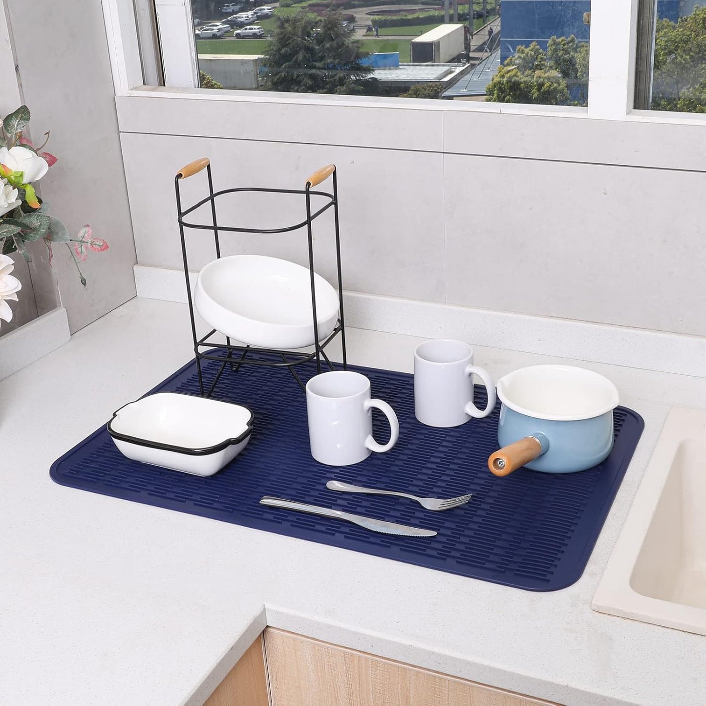 Silicone Dish Drying Mat for Multiple Usage,Easy clean,Eco-friendly,Heat-resistant Silicone Mat for