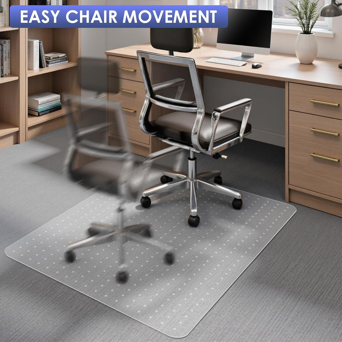 Kuyal Office Chair Mat for Carpet, 32x49 Clear Heavy Duty Computer Chair Mat, Under Desk Protector