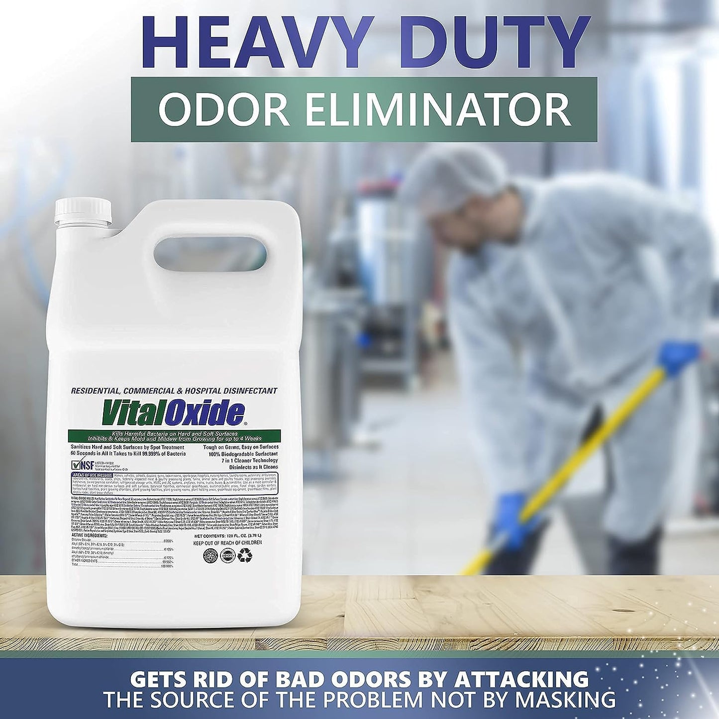 Vital Oxide Disinfectant, Deodorizer, Cleaner, Food-Contact Sanitizer, Virucide – (EPA registration