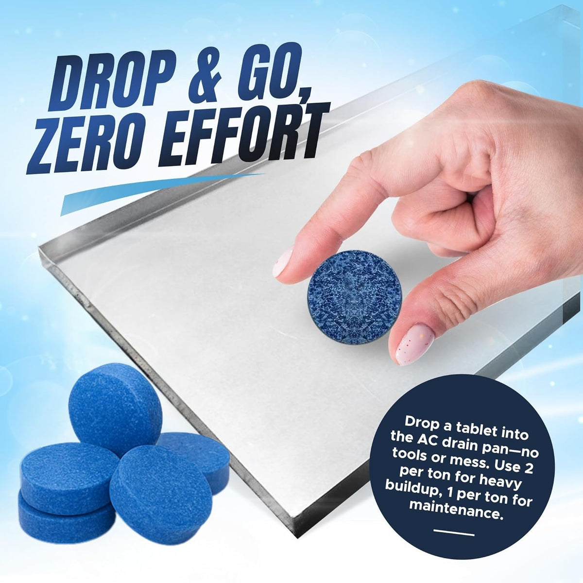 Air Pure Drain Pan Tabs - 48 Flow Treatment Tablets for HVAC & AC Condensate Pan Treatment |