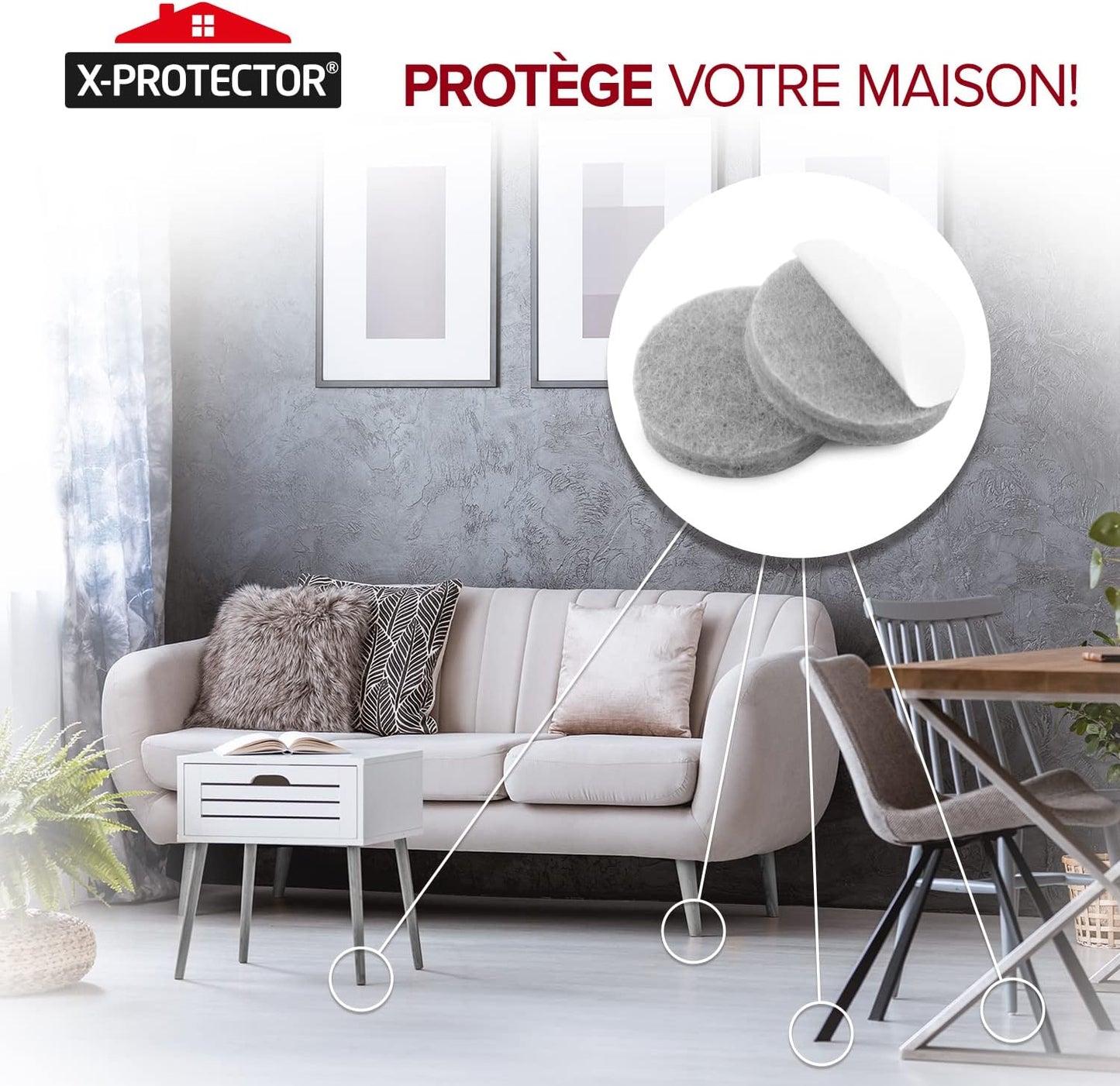 235 pcs Grey Felt Furniture Pads X-Protector! Huge Quantity of Furniture Pads for Hardwood Floors