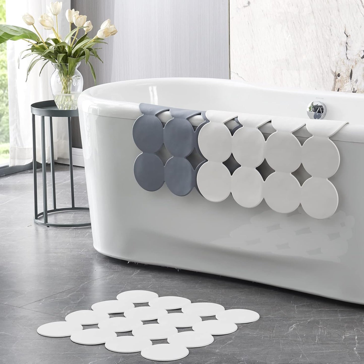 Square Shower Mat Nonslip - Rubber Bathtub Mat with Suction Cups for Inside Shower Bathroom Floor